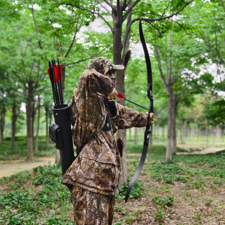 Genuine Leather Archery Arrow Quiver Back Holder for Outdoors