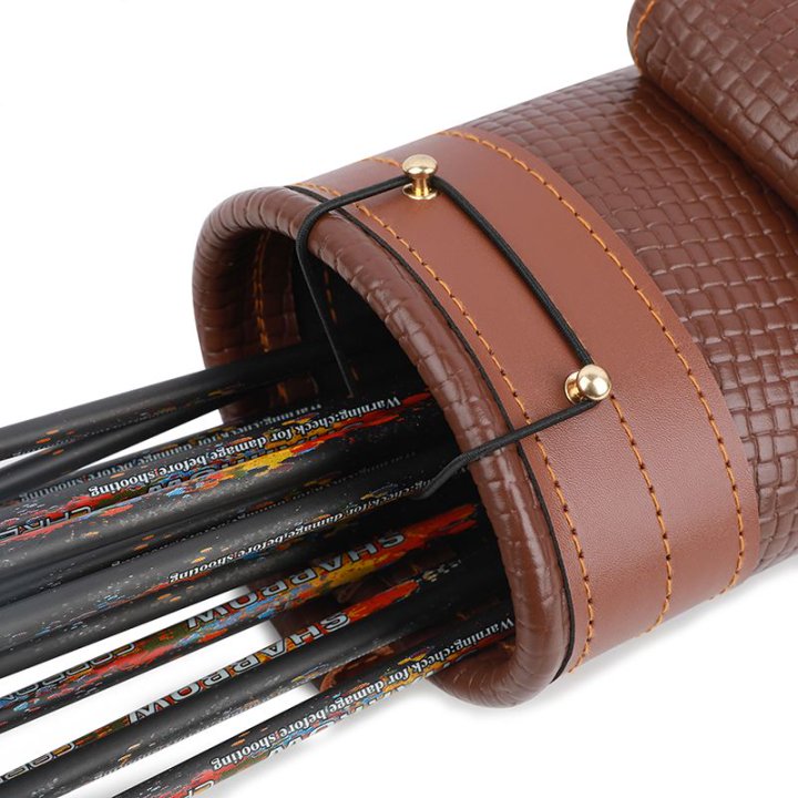 Genuine Leather Archery Arrow Quiver Back Holder for Outdoors