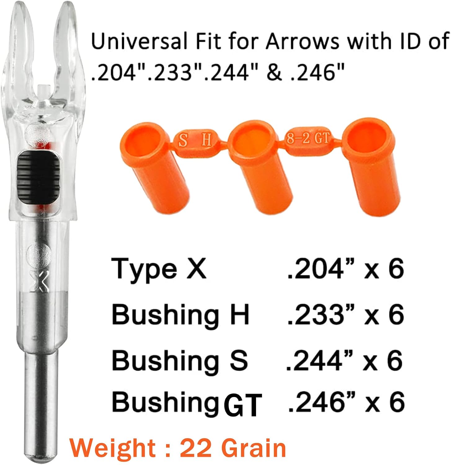 LED Lighted Arrow Nocks X/5.2 Arrow Nock 6PCS with H S GT Bushings