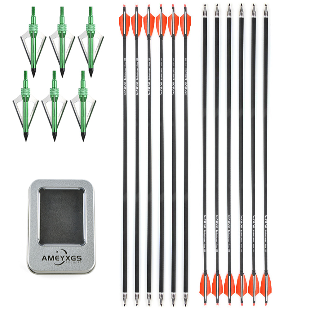 12 Mixed Carbon Arrows with Green Jade Arrowheads – Pink/White & Orange/White