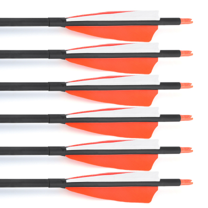 12 Mixed Carbon Arrows with Green Jade Arrowheads – Pink/White & Orange/White