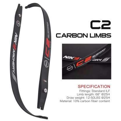 NIKA Archery C2 limb 68"@25 Recurve Bow ILF Carbon Limbs