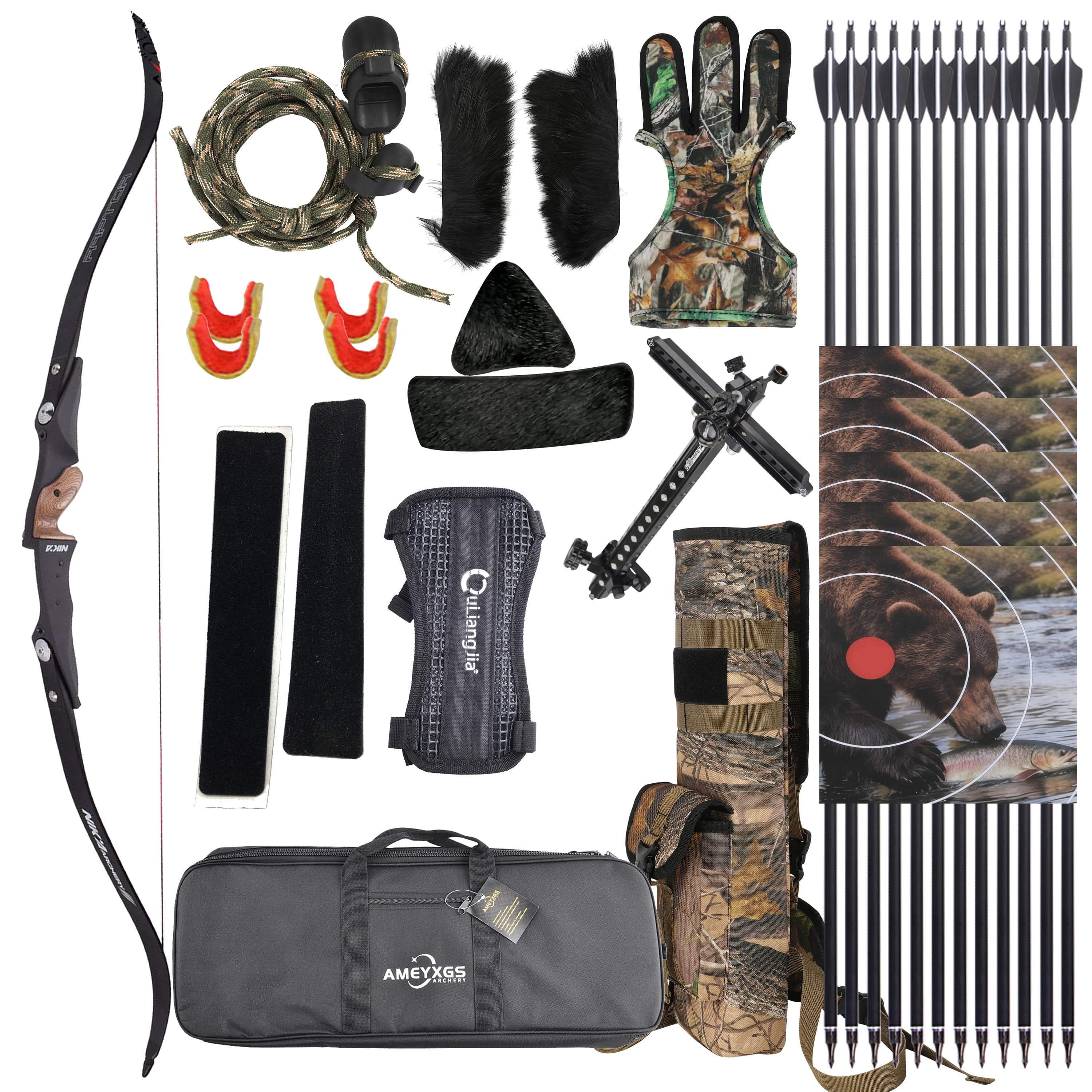 NIKA ET‑1 Tomahawk 60" Hunting Recurve Bow Arrows Kit  Shooting