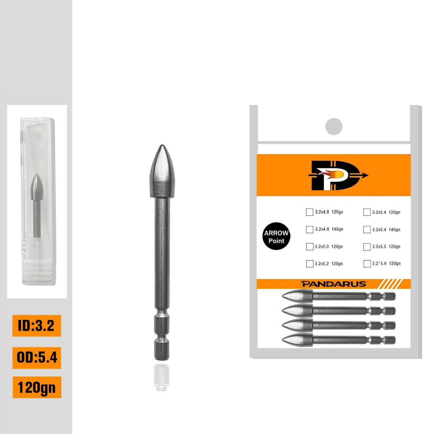 Pandarus Tungsten Steel Archery Insert Points – 12pcs/Box