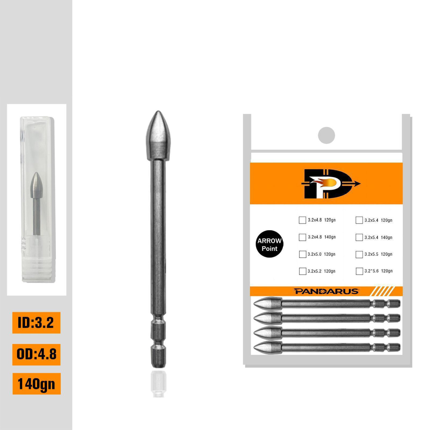 Pandarus Tungsten Steel Archery Insert Points – 12pcs/Box