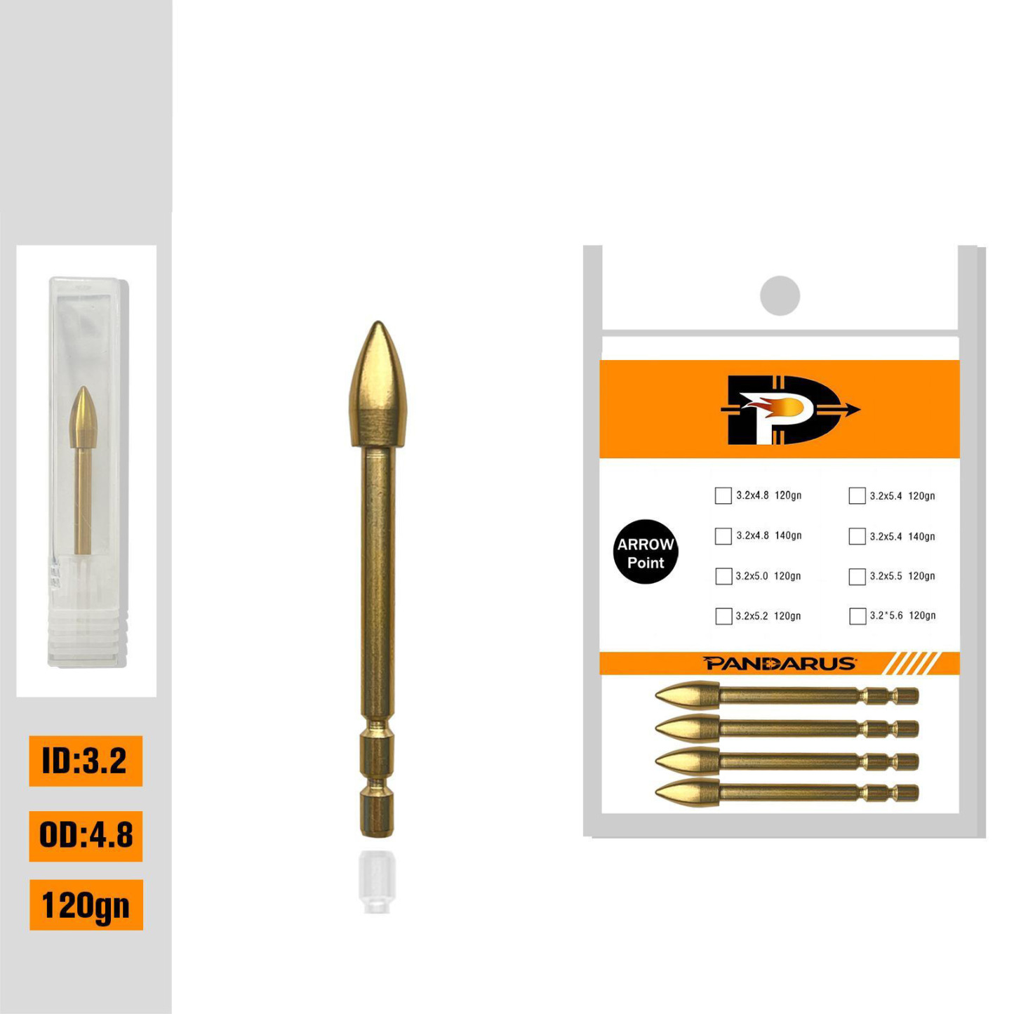 Pandarus Tungsten Steel Archery Insert Points – 12pcs/Box