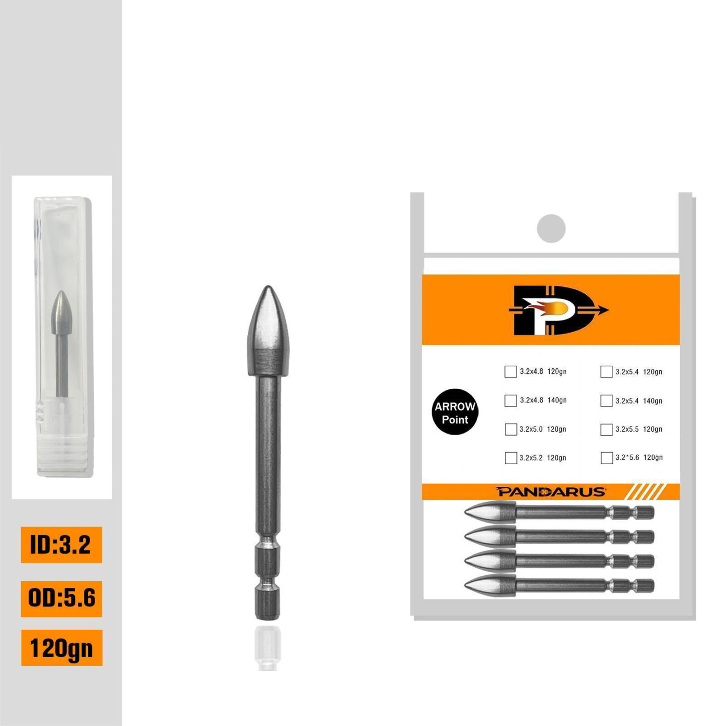 Pandarus Tungsten Steel Archery Insert Points – 12pcs/Box