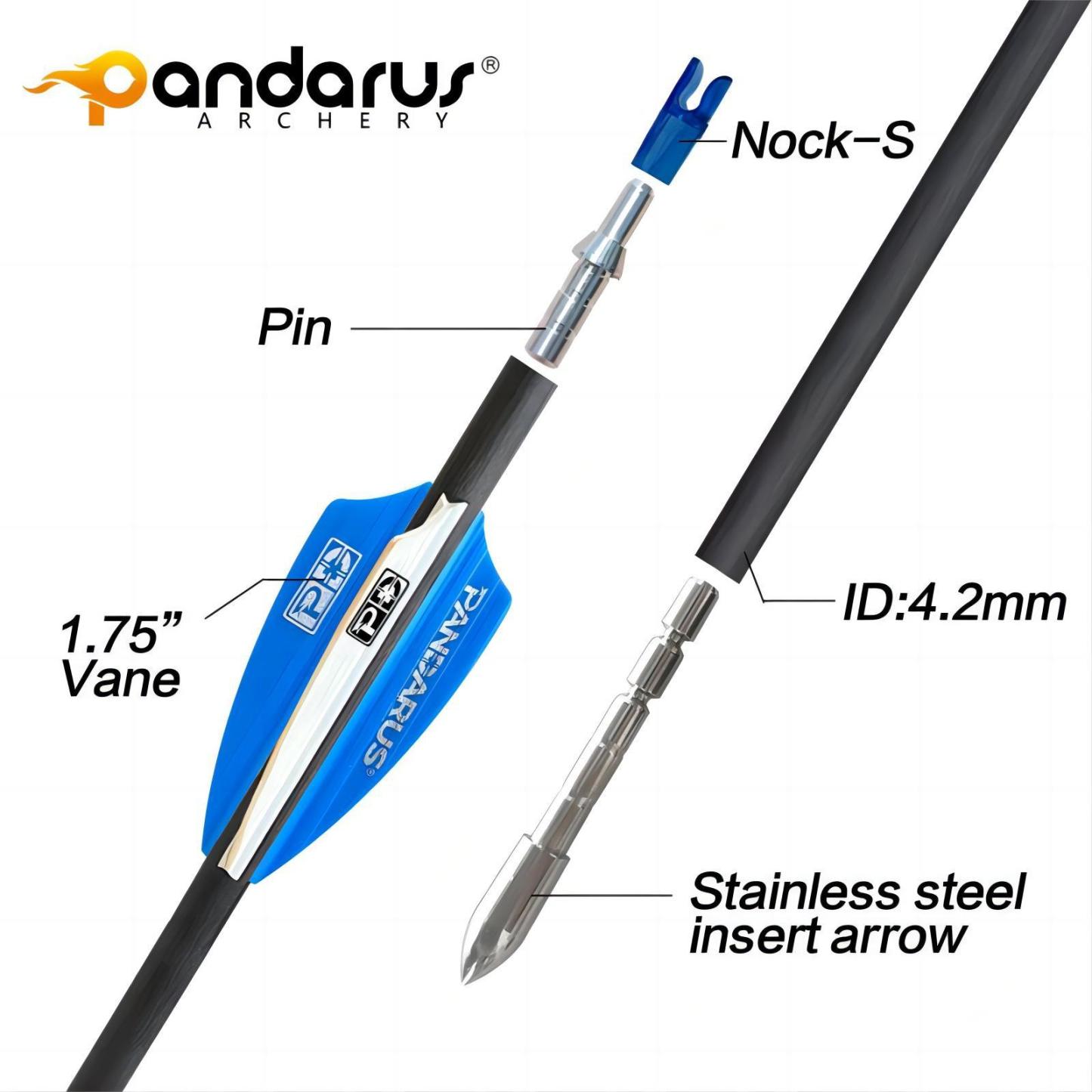 Pandarus ALPHA-XT Series Pure Carbon 4.2mm Arrows(12pcs)