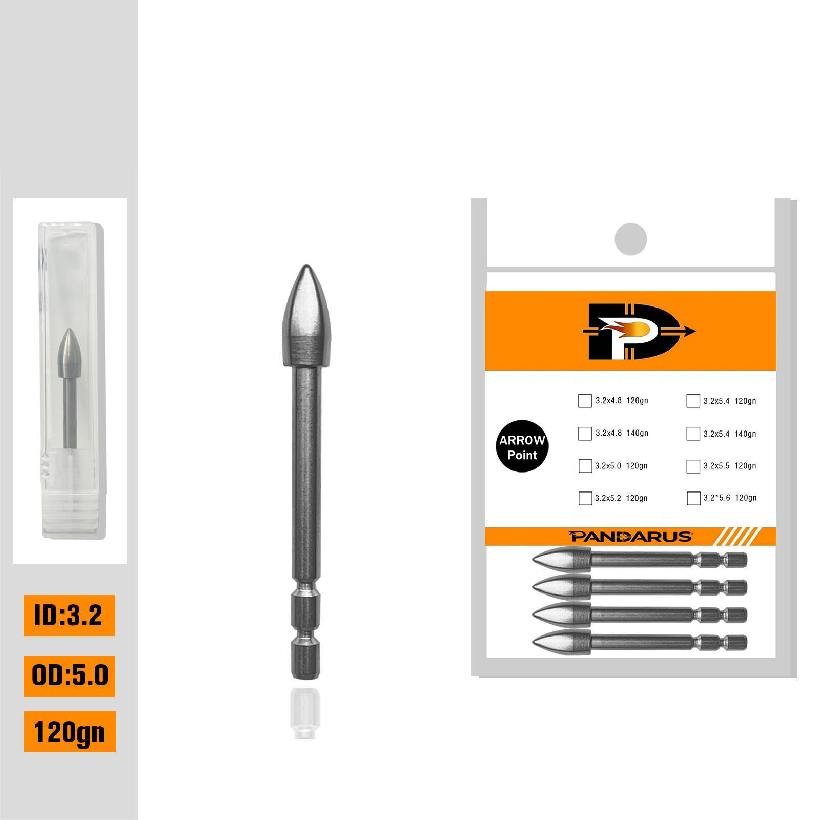 Pandarus Tungsten Steel Archery Insert Points – 12pcs/Box