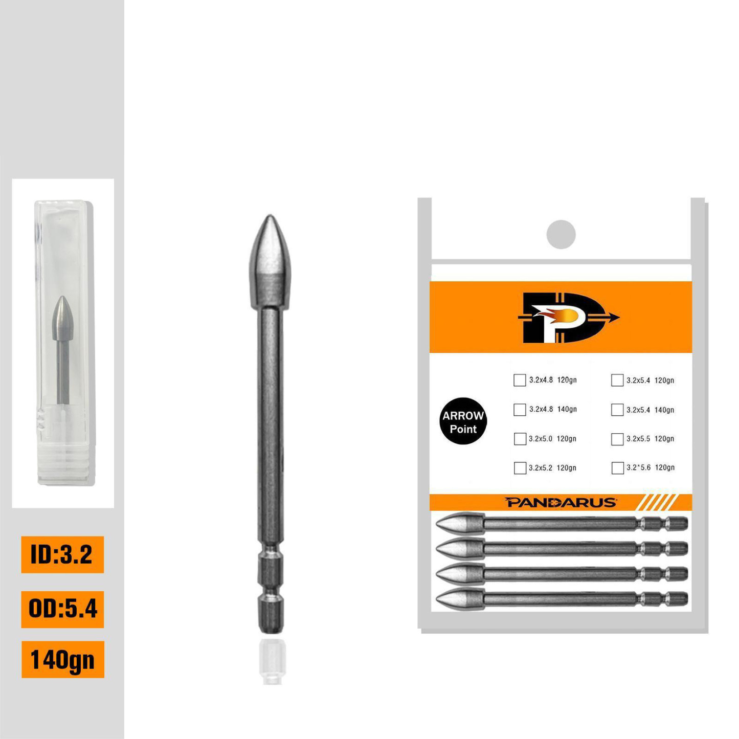 Pandarus Tungsten Steel Archery Insert Points – 12pcs/Box