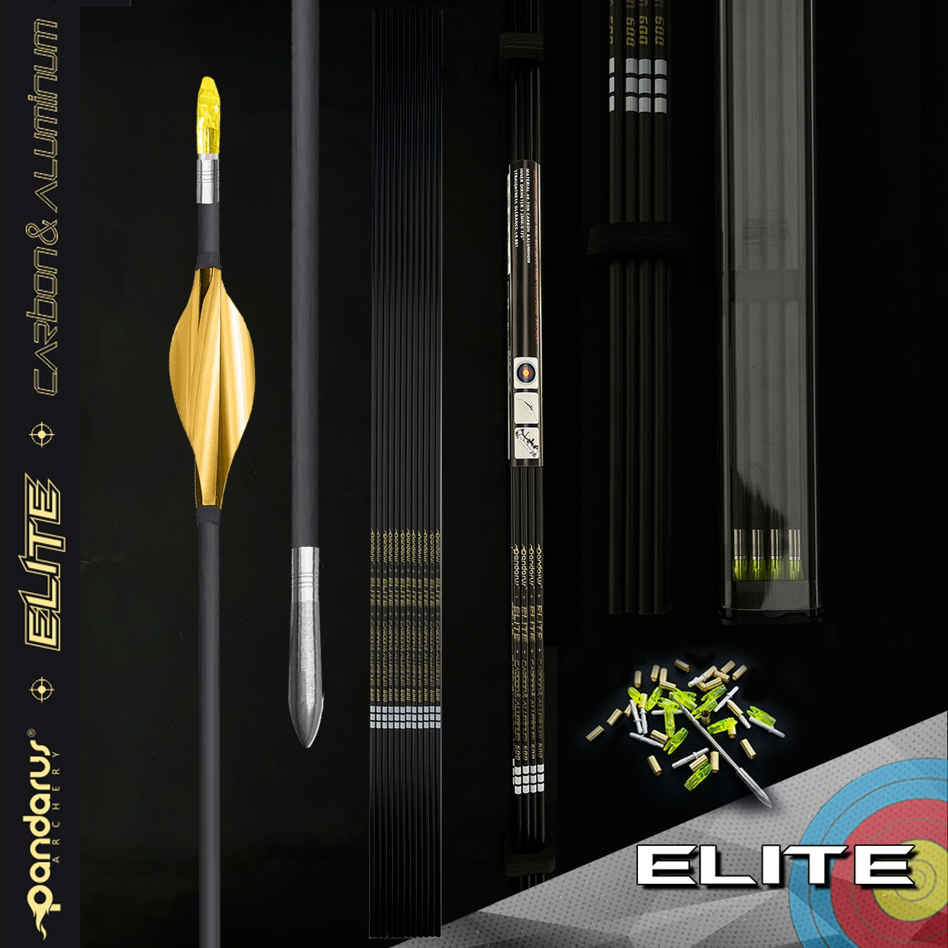 Pandarus 3.2mm ELITE Series Carbon Coated Aluminum Olympic Arrows