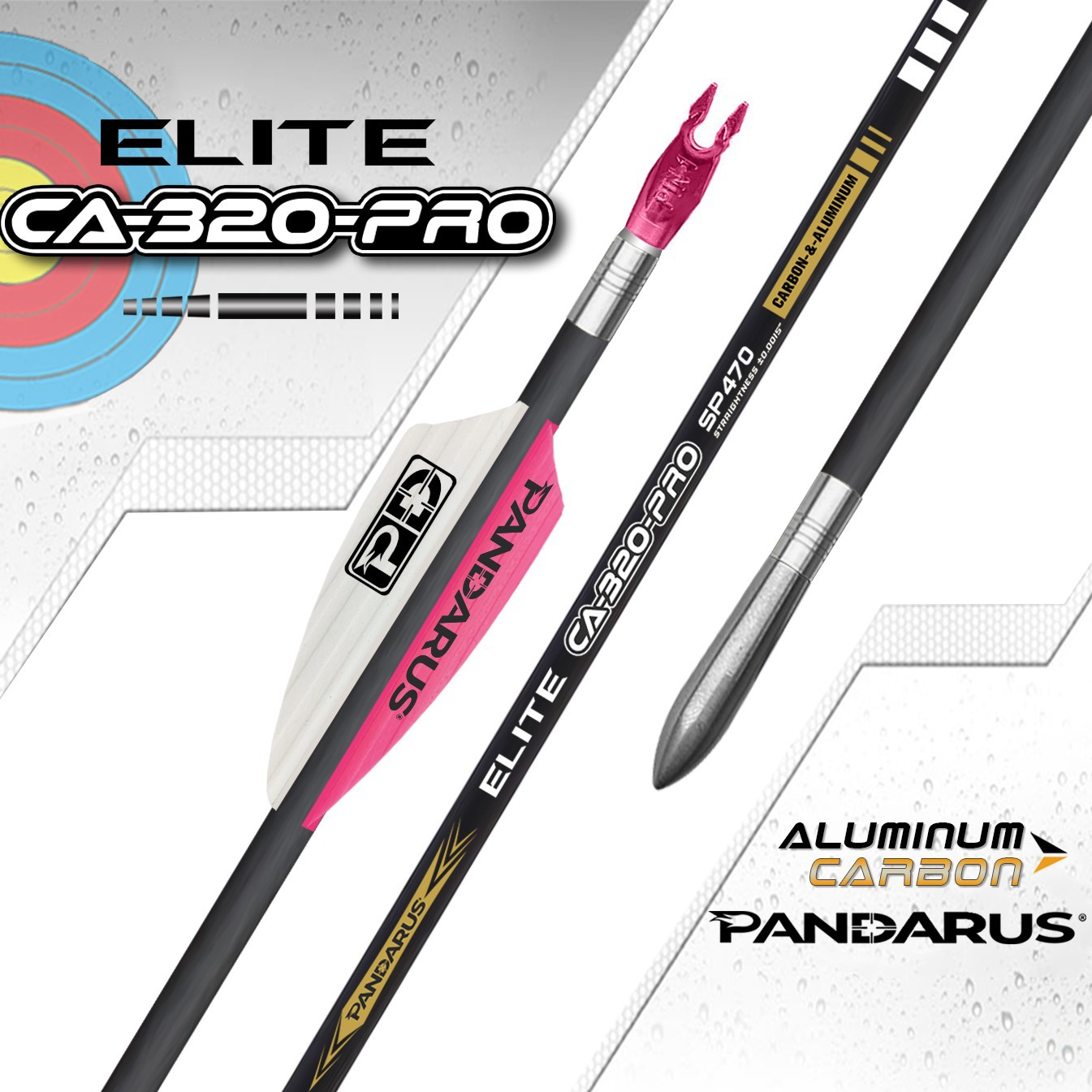 Pandarus CA-320 PRO Series 3.2mm Tapered Carbon Aluminum Polished Shafts Arrows