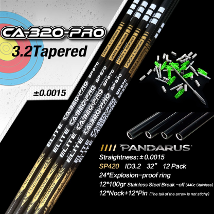 Pandarus ELITE CA-320 PRO Series 3.2mm Tapered Carbon Aluminum Polished Shafts Arrows
