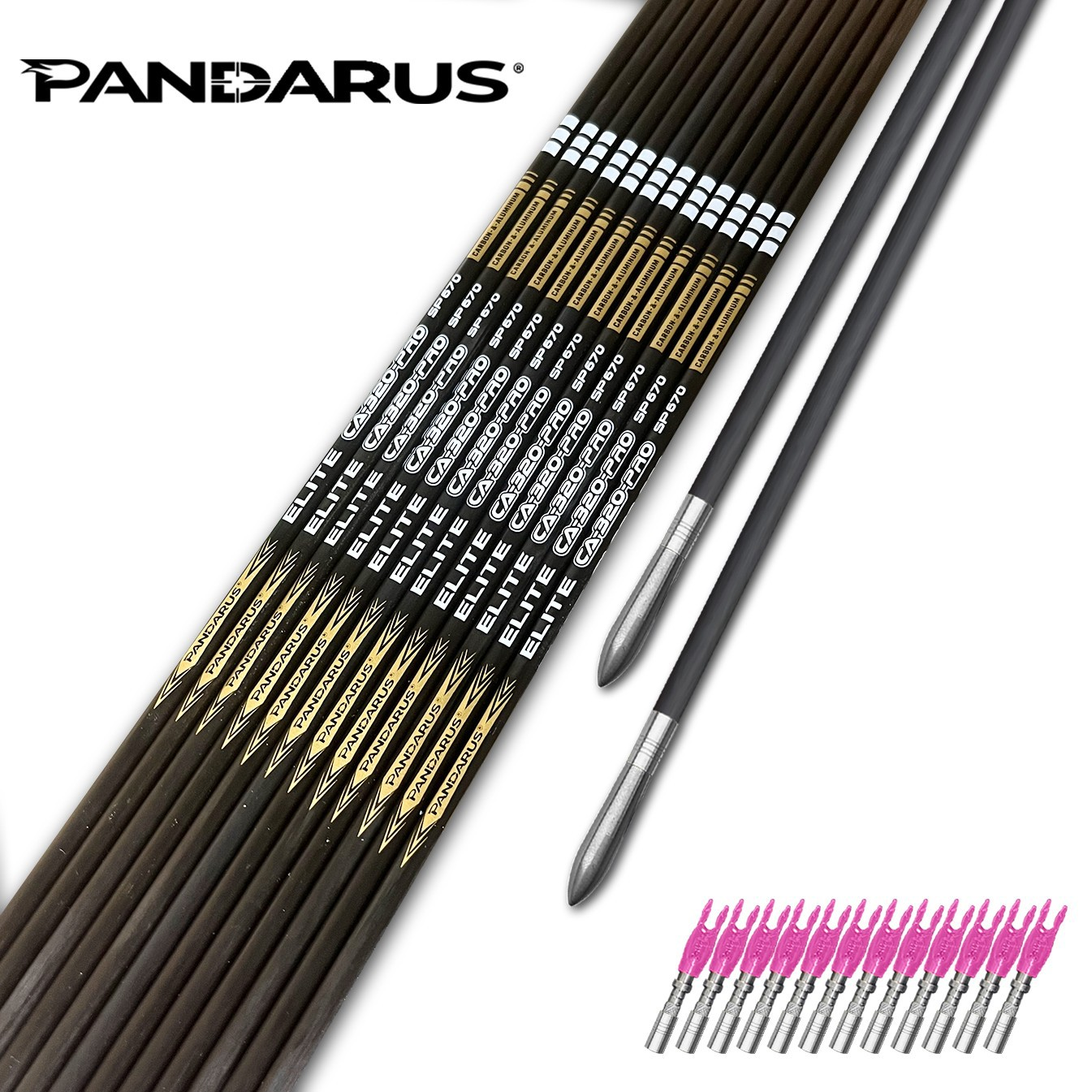 Pandarus CA-320 PRO Series 3.2mm Tapered Carbon Aluminum Polished Shafts Arrows