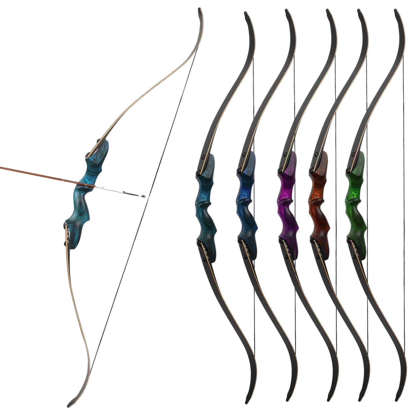 Rock Bear Wooden Takedown Recurve Bow RH Archery Hunting 20-60lbs