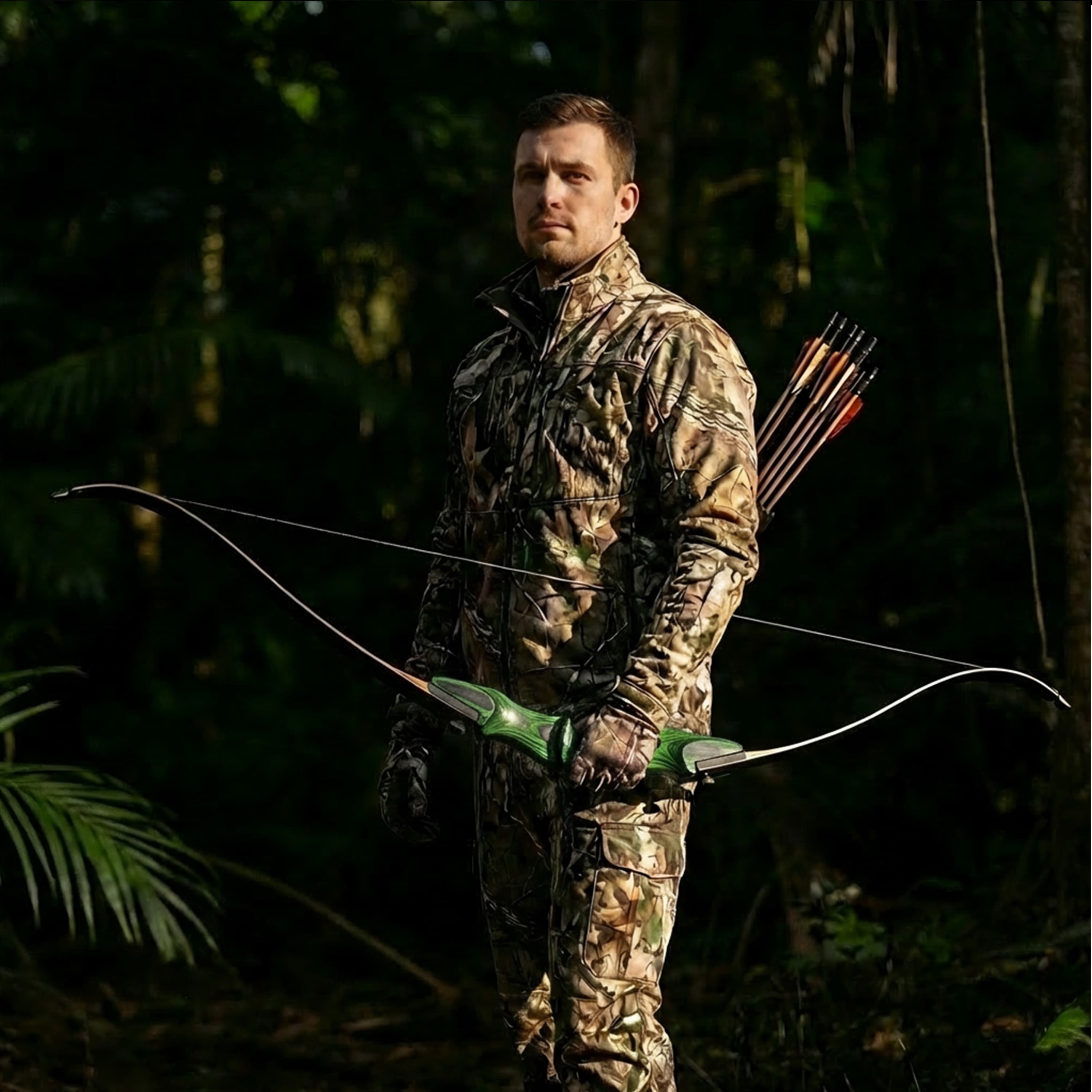 Rock Bear Wooden Takedown Recurve Bow 60'' Archery Hunting 20-60lbs