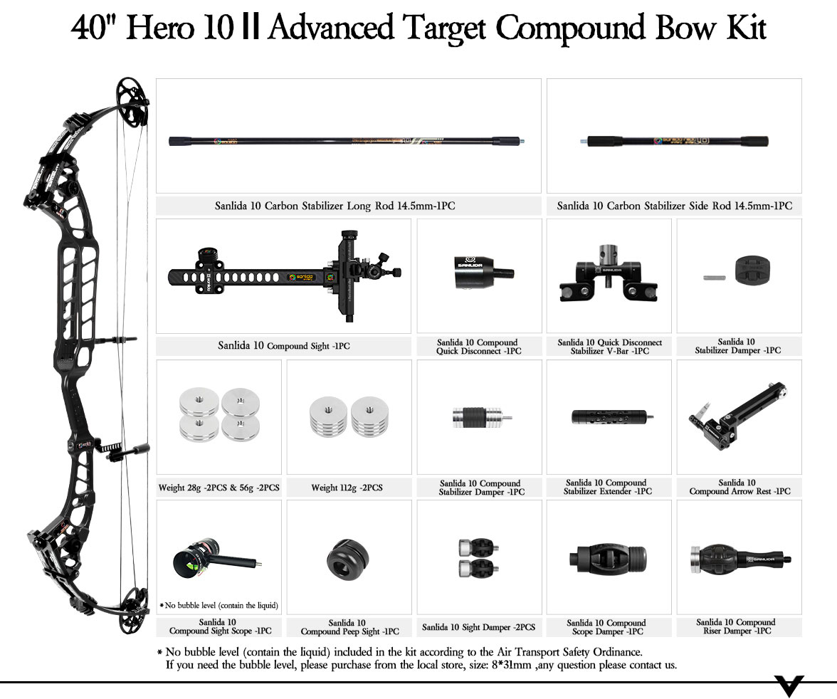 SANLIDA ARCHERY 37''40” Hero 10 ΙΙ Target Compound Bow Kit  (Flexible Draw Wall Edition) Small Cam