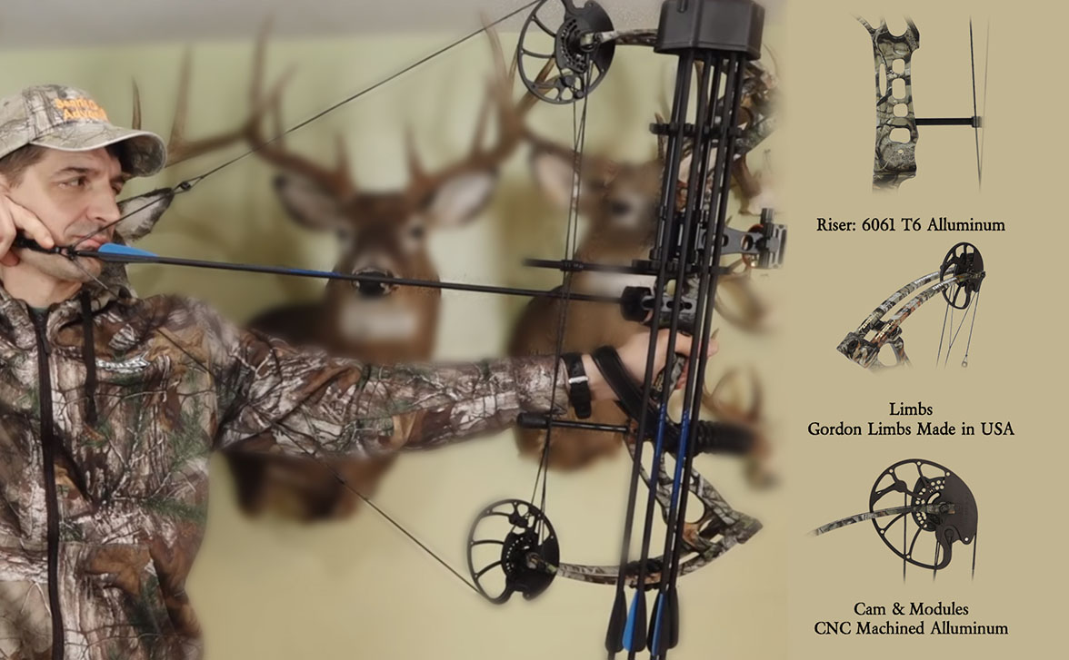 SANLIDA ARCHERY Dragon X8 Hunting Compound Bow Pro Kit Black/Camo