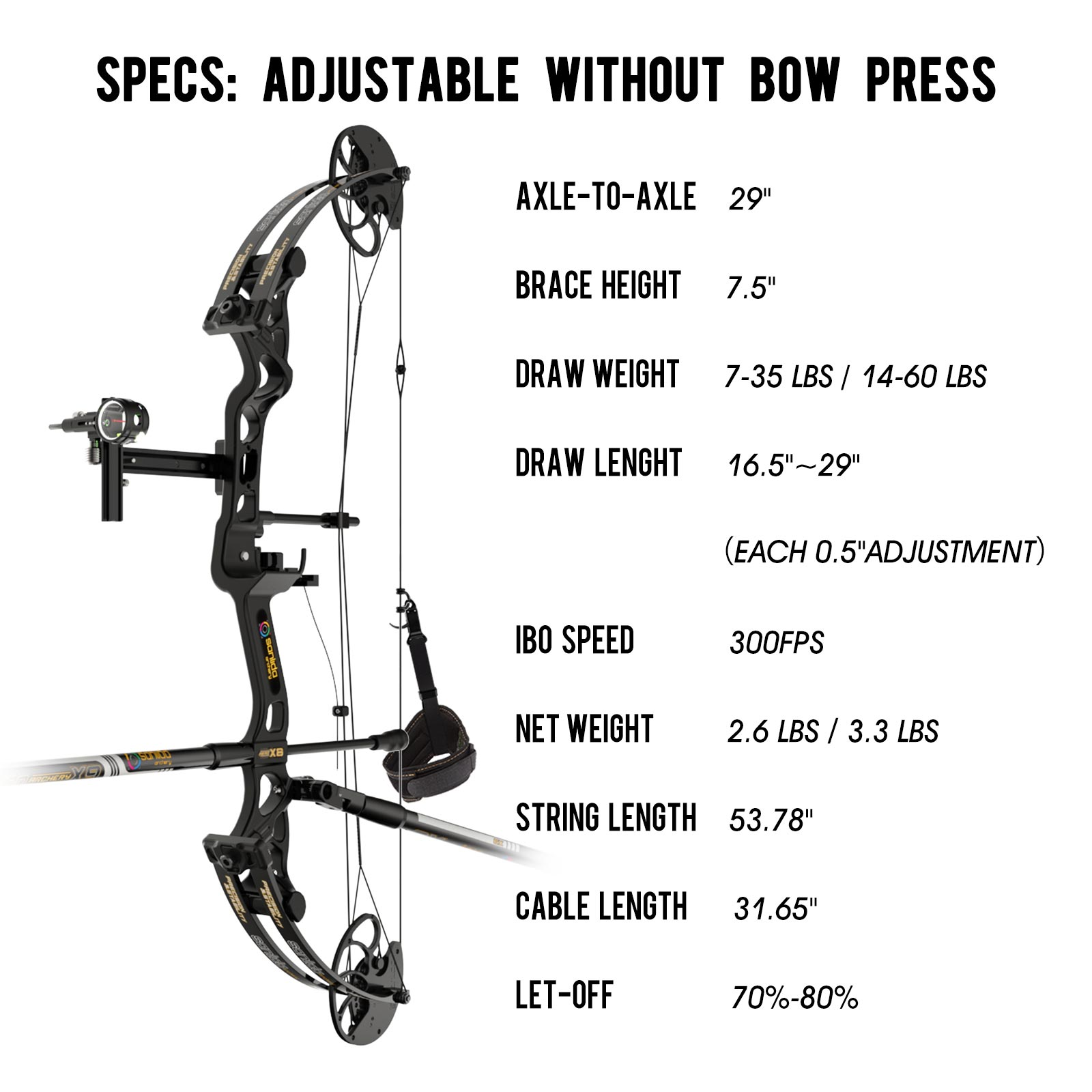 SANLIDA ARCHERY Hero X8 (14-60#) Beginner Target Compound Bow Kit 