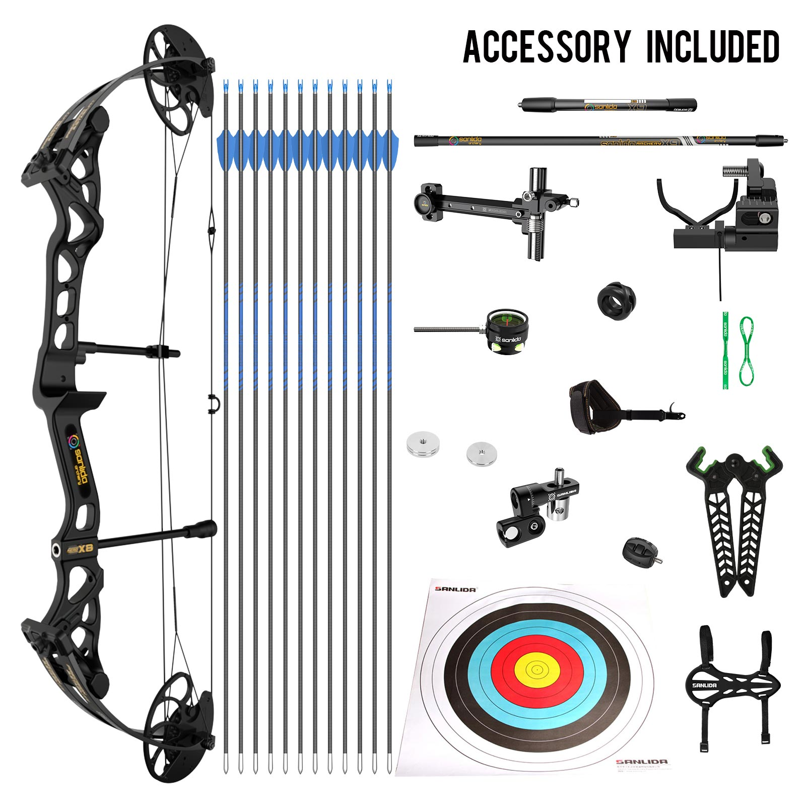 SANLIDA ARCHERY Hero X8 (14-60#) Beginner Target Compound Bow Kit 