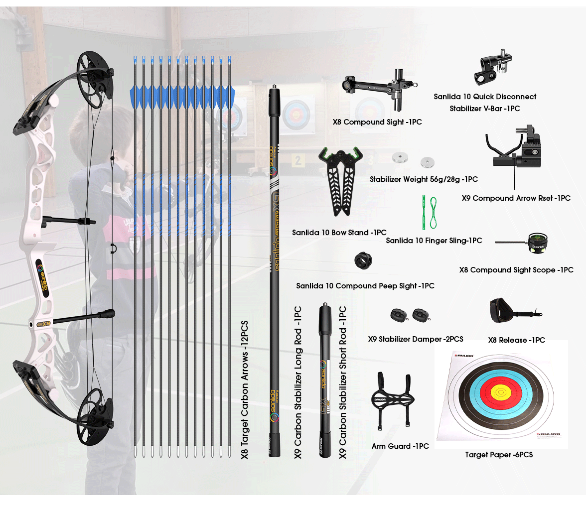 SANLIDA ARCHERY Hero X8 Beginner Target Compound Bow Kit