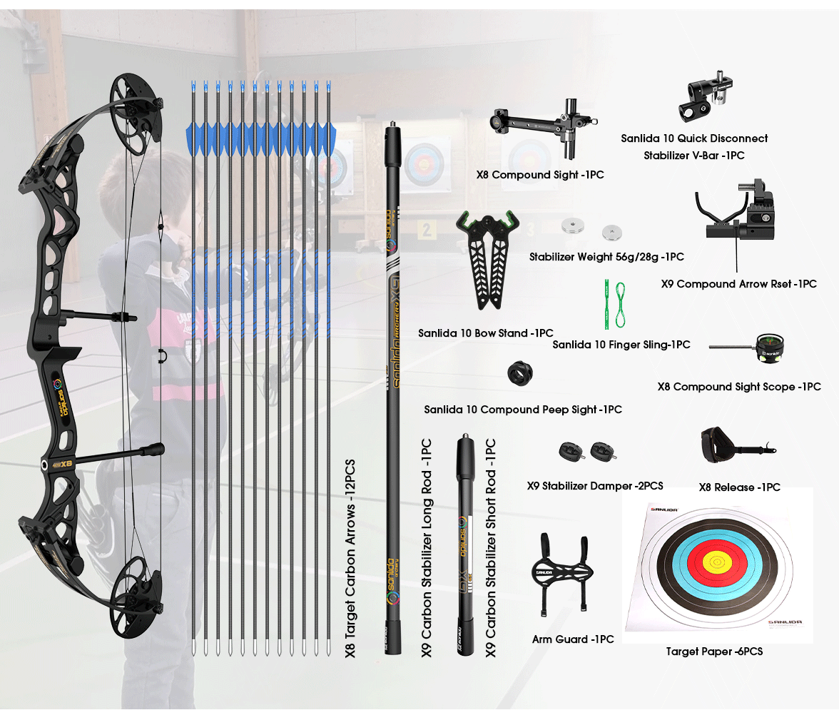 SANLIDA ARCHERY Hero X8 Beginner Target Compound Bow Kit