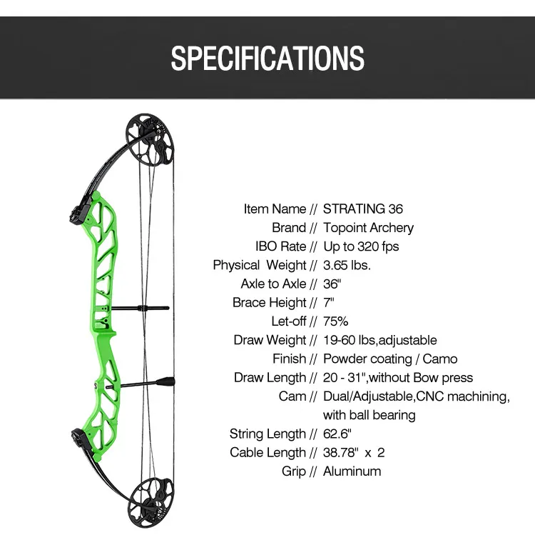 Topoint Starting 36" Target Compound Bow-Youth & New Beginner 