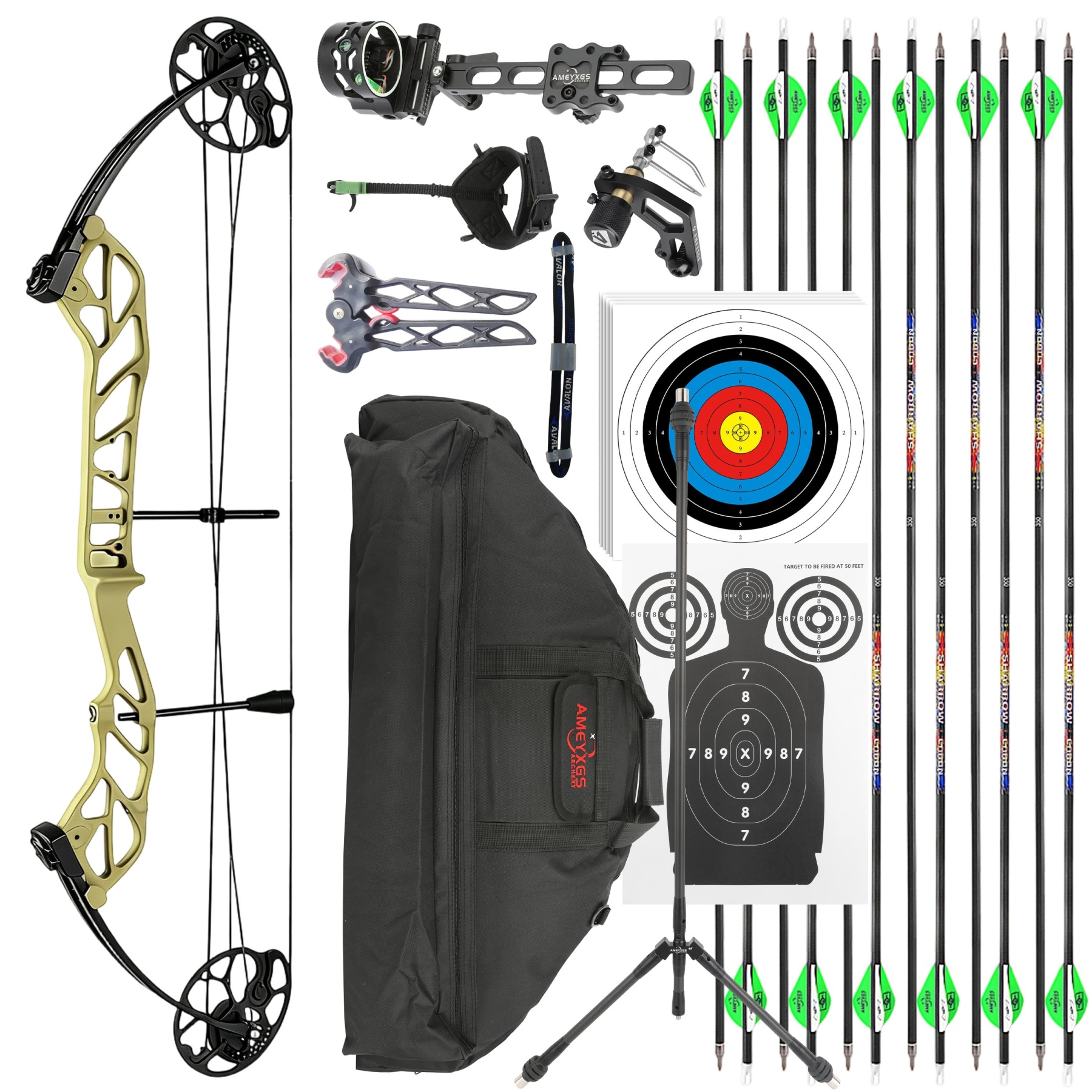 TOPOINT Archery Compound Bow 19-60lbs Target Kit Shooting