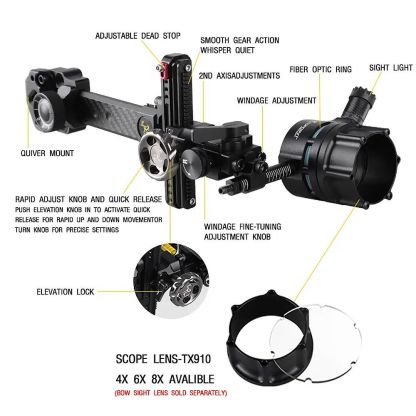 TOPOINT Micro Adjustable Bow Sight-TX9610（LENS SOLD SEPARATELY)