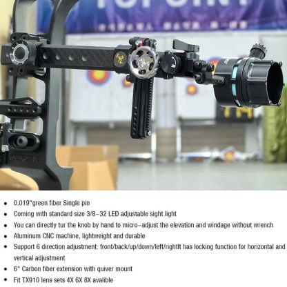 TOPOINT Micro Adjustable Bow Sight-TX9610（LENS SOLD SEPARATELY)