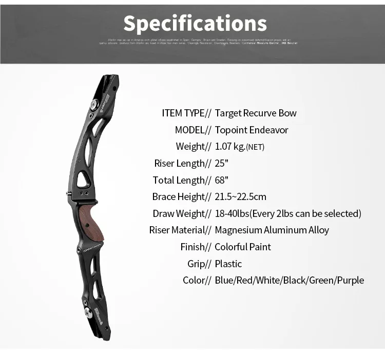 TOPOINT R10 25" ILF Target Recurve Riser Aluminum RH/LH