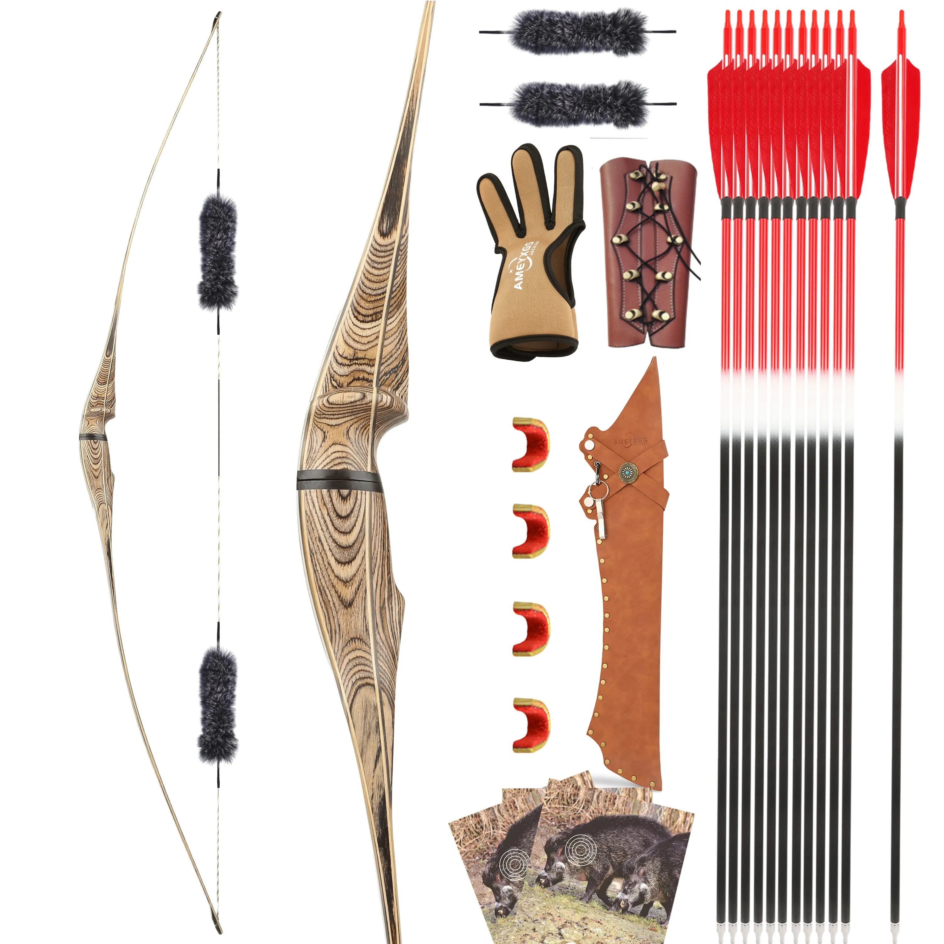AME ARCHERY 60/62/64inch Takedown Longbow 20-50lbs RH/LH