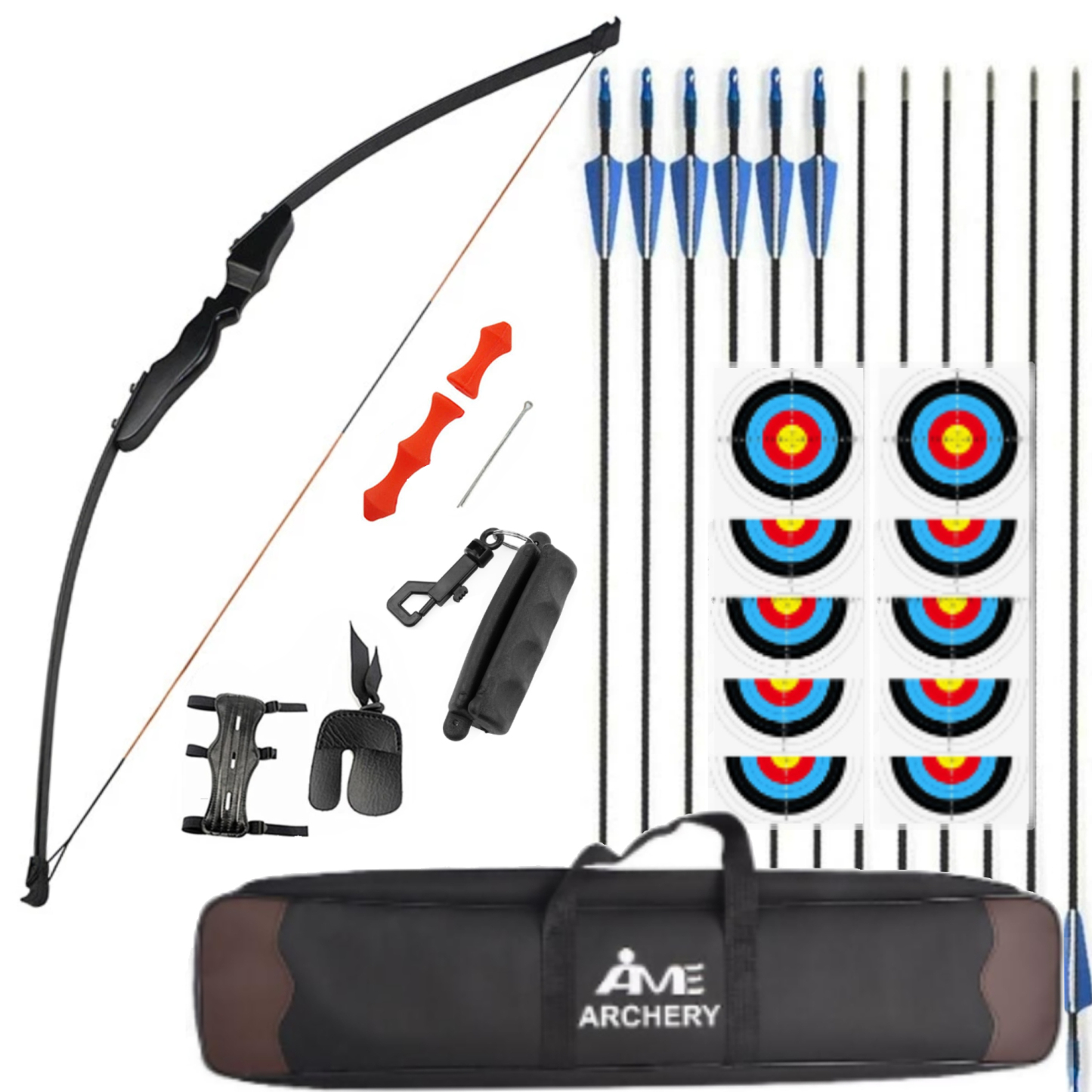 40lbs Recurve Bow Set with 12 Fiberglass Arrows for Archery