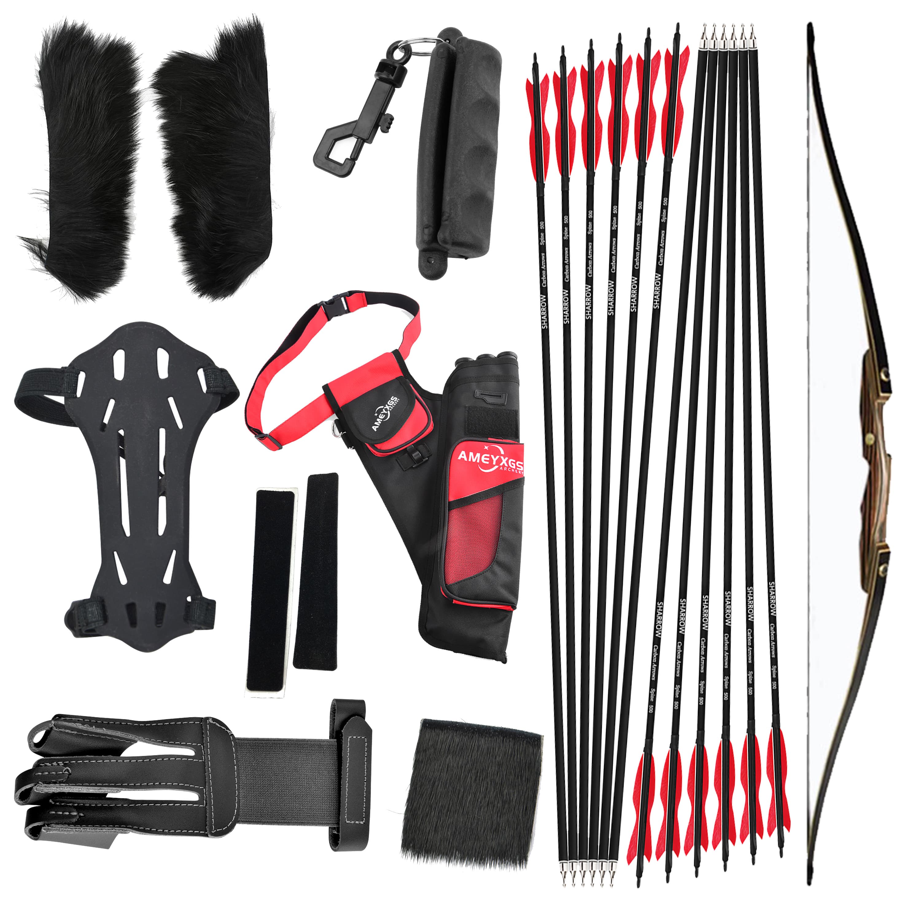 Traditional Longbow 20-50lbs Archery Hunting Bow Arrow Set
