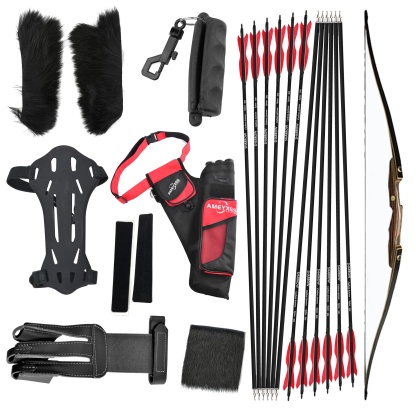 Traditional Longbow 20-50lbs Archery Hunting Bow Arrow Set
