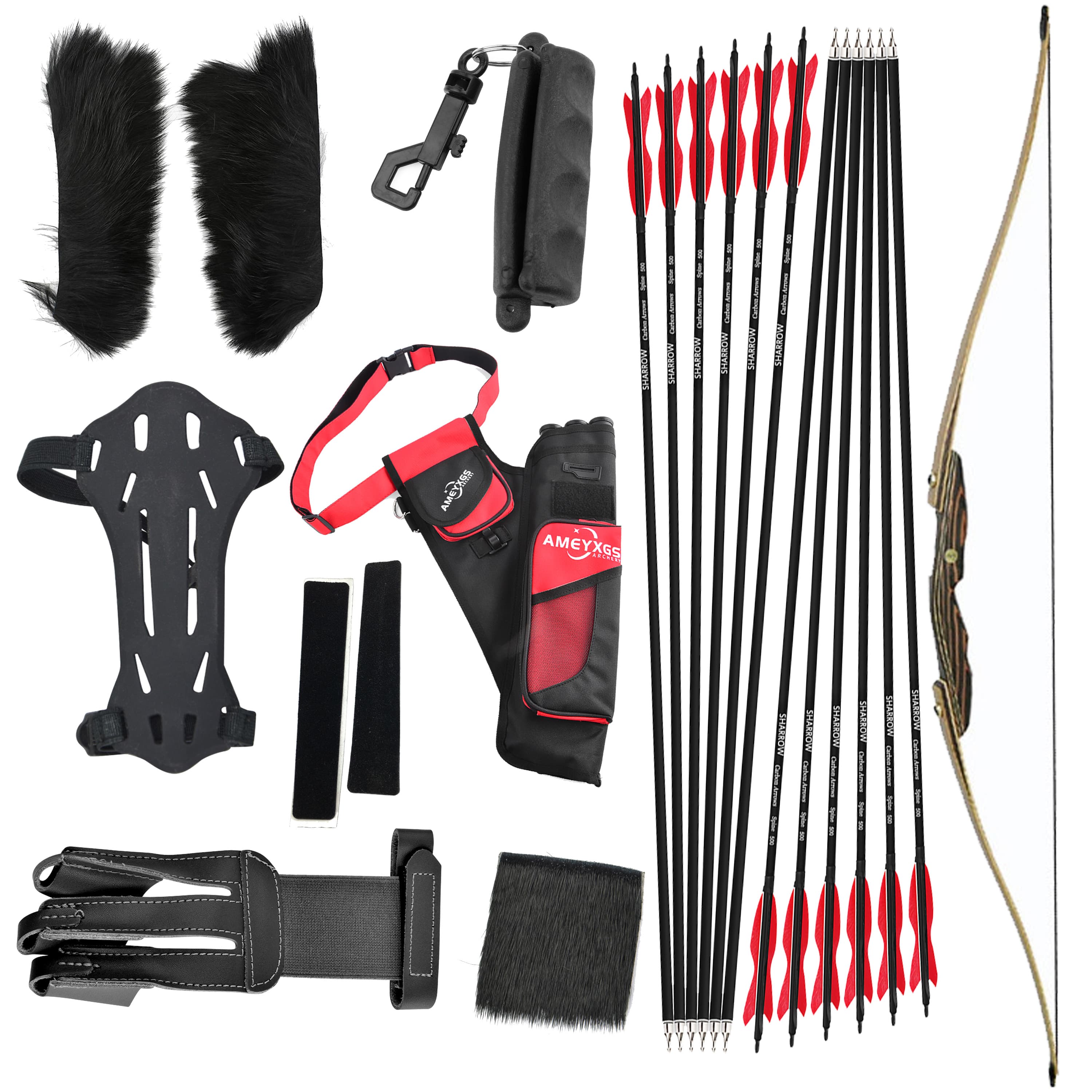 Traditional Longbow 20-50lbs Archery Hunting Bow Arrow Set