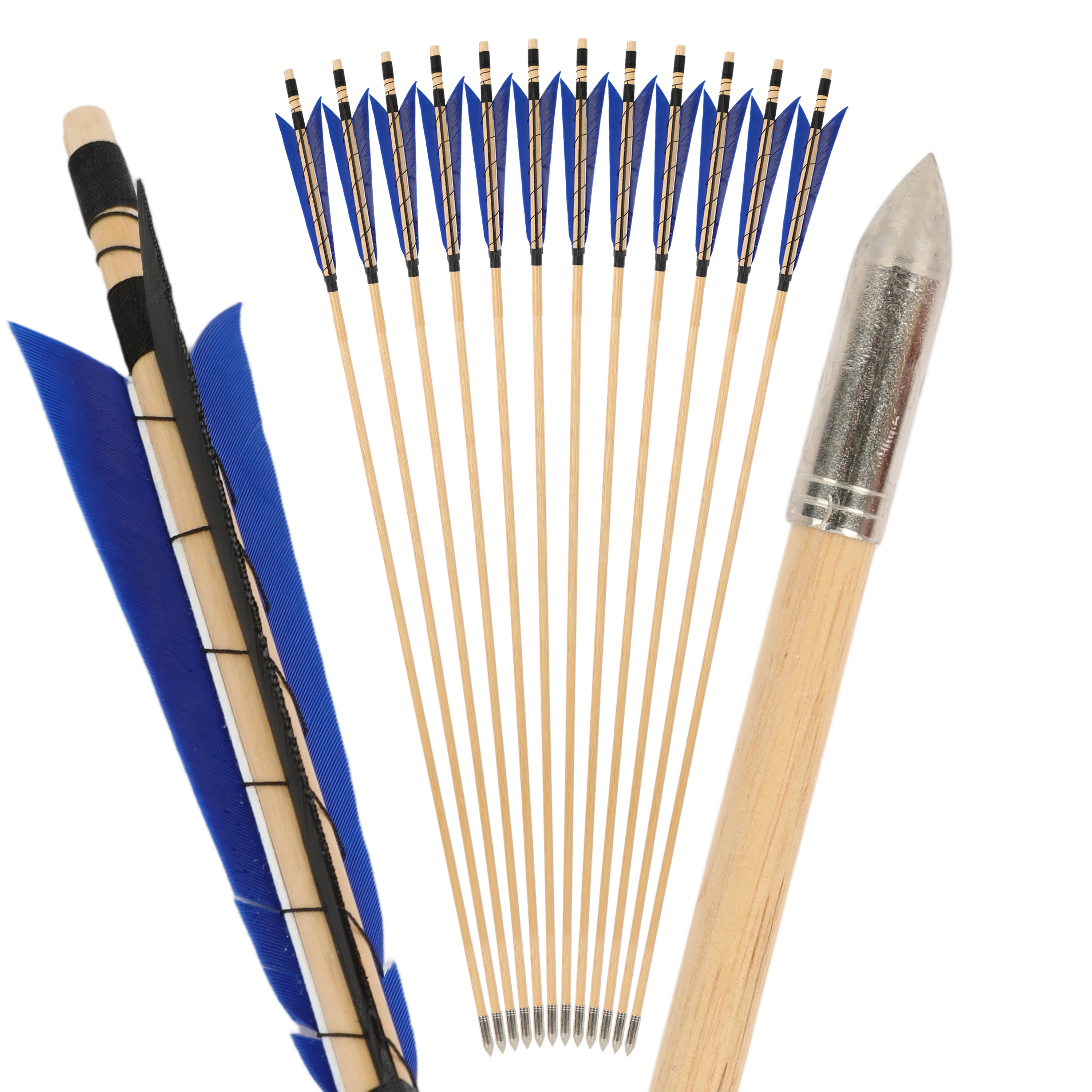 US 32" Traditional Wooden Arrow 8mm Turkey Feather(12pcs)