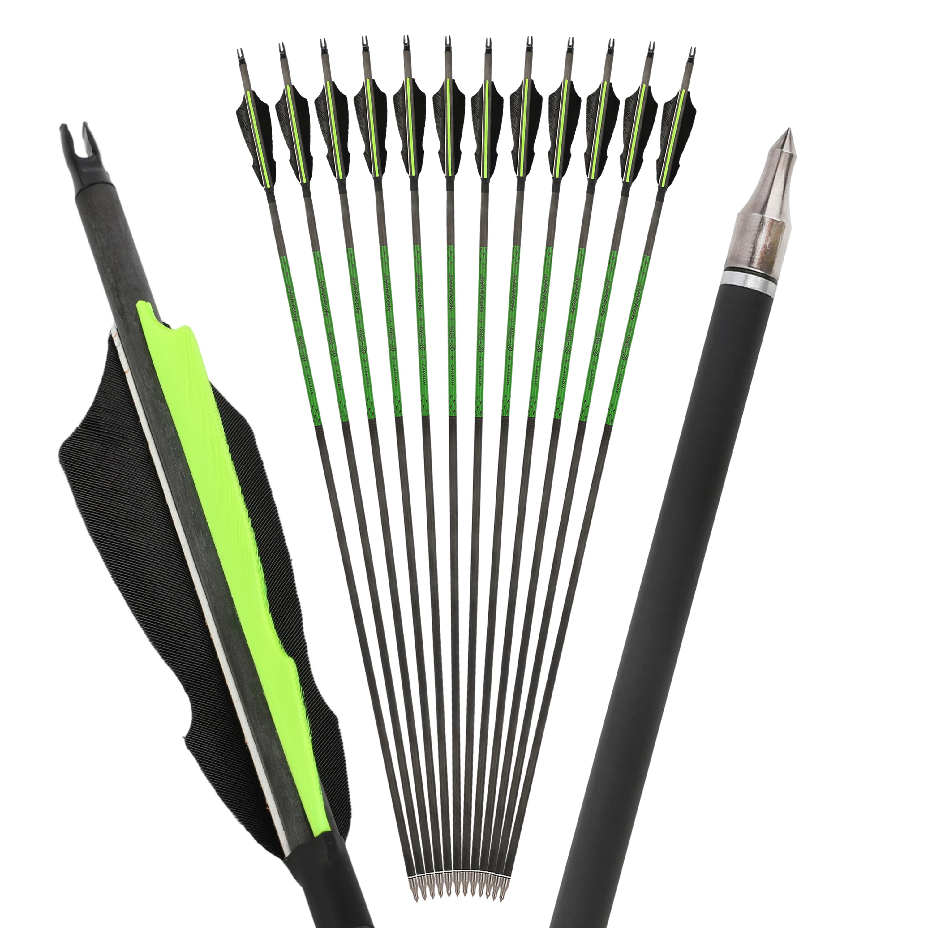 US SHARROW 30" Pure Carbon Hunting Arrows Spine 500 12pcs