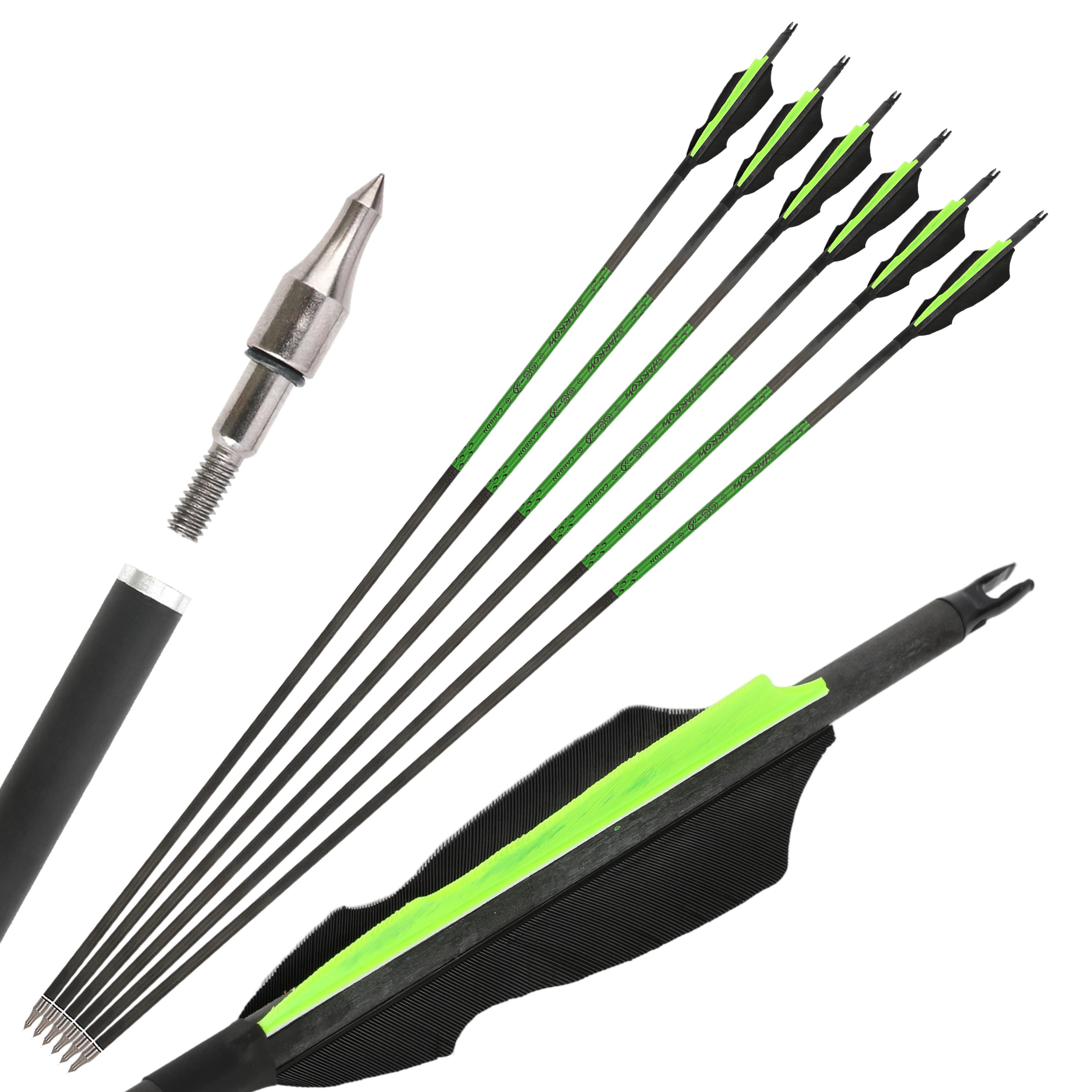 US SHARROW 30" Pure Carbon Hunting Arrows Spine 500 12pcs