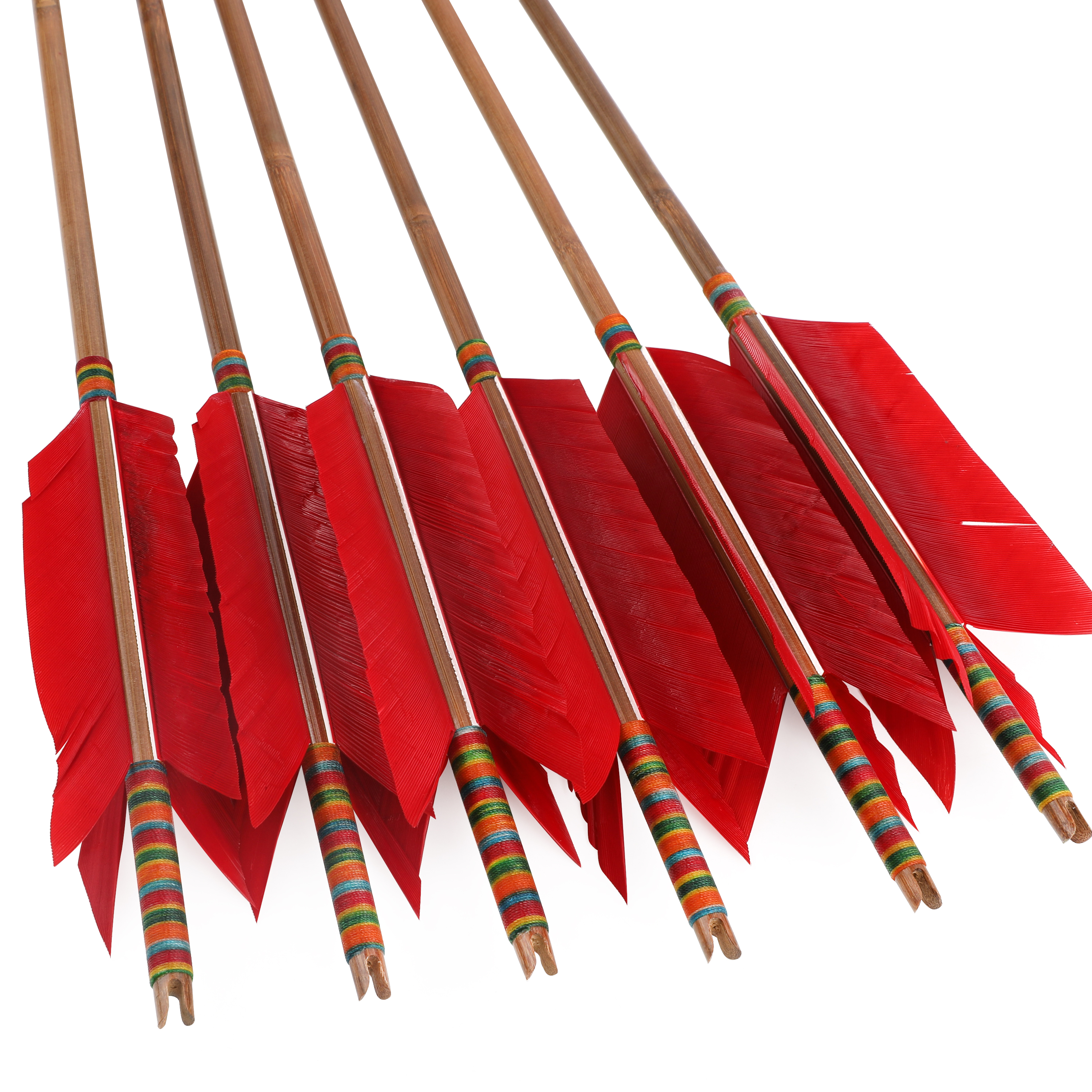 US Bamboo Target Arrows, 33.5", 8mm, 4x4" Turkey Feathers 12pcs