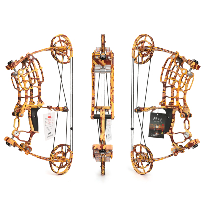 JUNXING Tactical Yellow Camo Hunting Compound Bow 30-70lbs Dual Shooting Kit