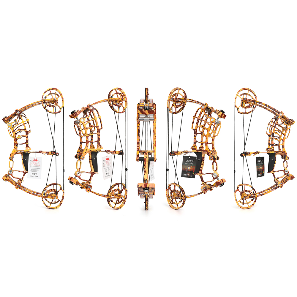 JUNXING Tactical Yellow Camo Hunting Compound Bow 30-70lbs Dual Shooting Kit
