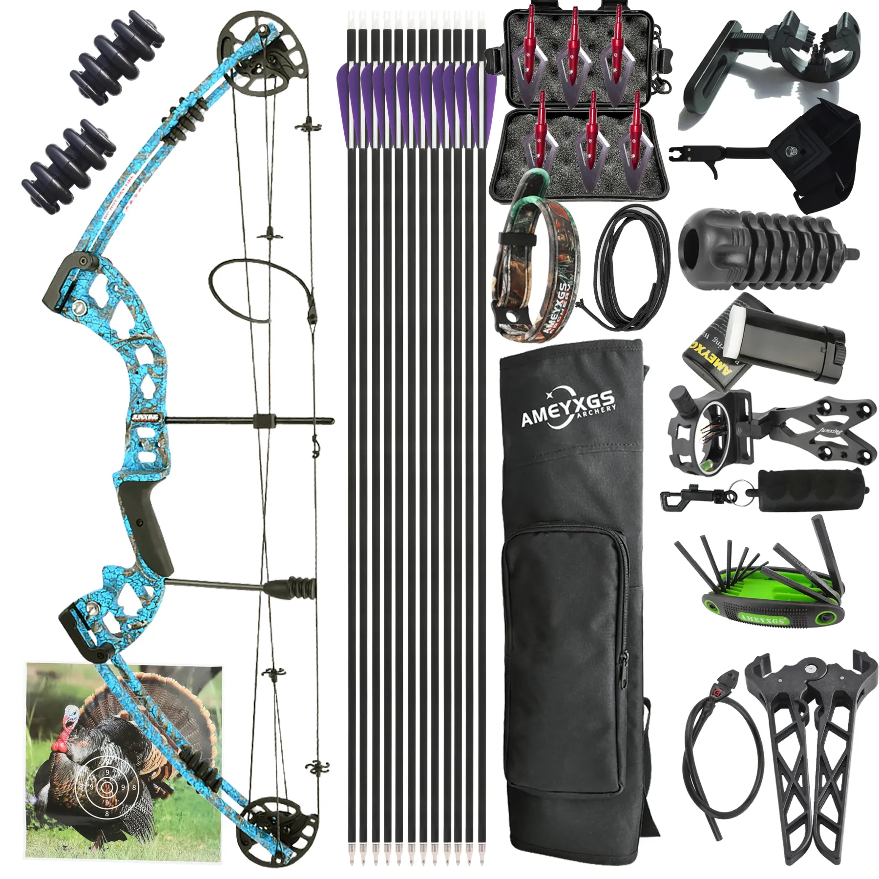 JUNXING Archery M131 30-55lbs Compound Bow Set 