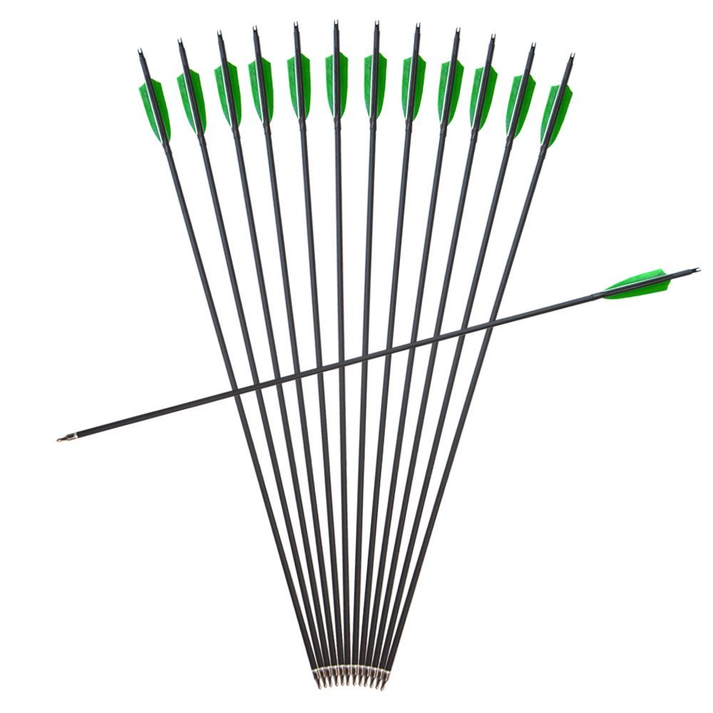 Clearance Sale 500 Spine 4" Shield Feathers Carbon Arrows (12pcs)
