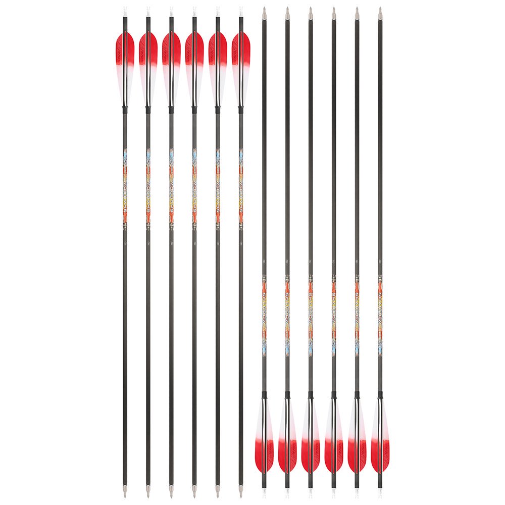 SHARROW 5-Inch Dye Feather Pure Carbon Arrows (12pcs)