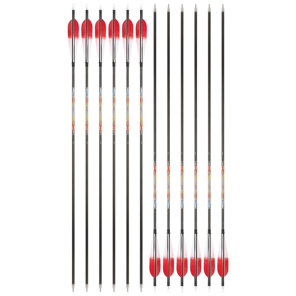 SHARROW 5-Inch Dye Feather Pure Carbon Arrows (12pcs)
