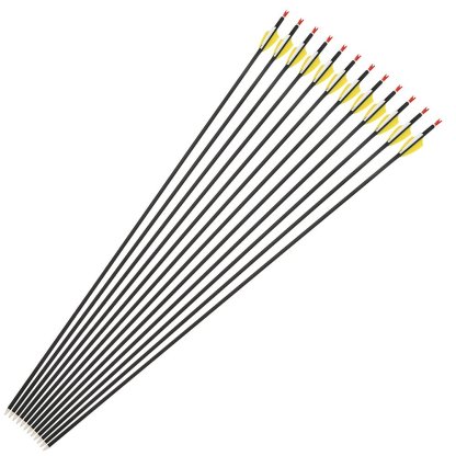 AME ARCHERY 1.75-Inch 2 Yellow 1 White Shield Vanes Mixed Carbon Arrows – Spine 1000, 30" Shaft (12pcs)