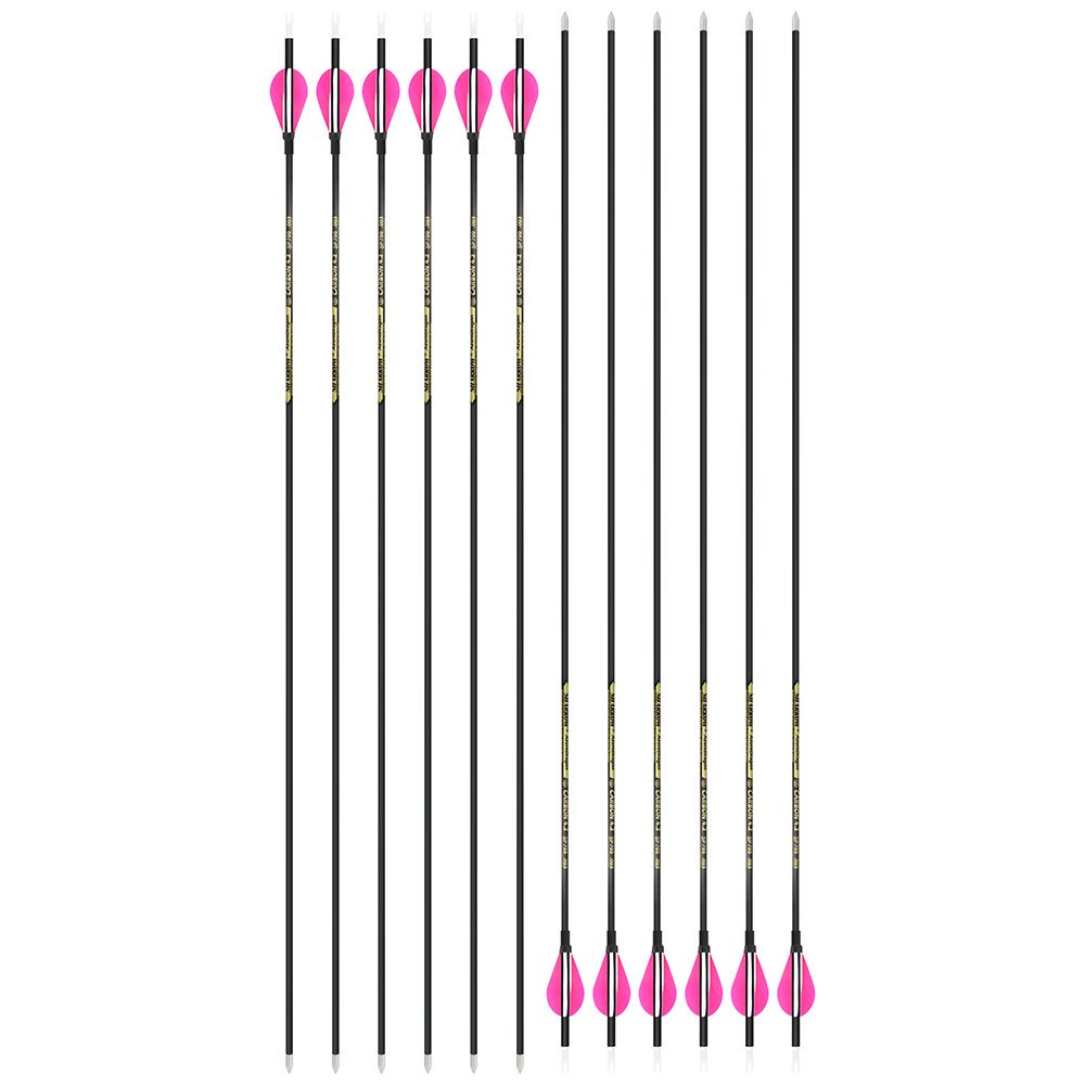 AME ARCHERY 2-Inch Drop-Shaped Nature Feather Pure Carbon Arrows – Spine 700–1000, 0.001'' (12pcs)