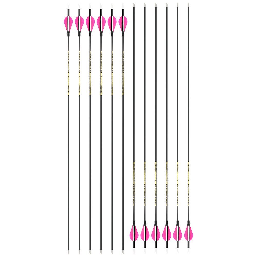 AME ARCHERY 2-Inch Drop-Shaped Nature Feather Pure Carbon Arrows – Spine 700–1000, 0.001'' (12pcs)