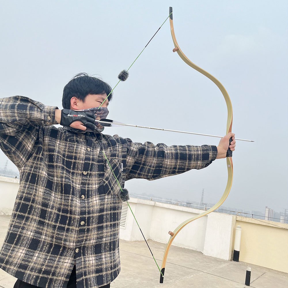 Moyun Traditional Laminated Recurve Bow – Bamboo Core & Clear Fiberglass, 20–45lbs